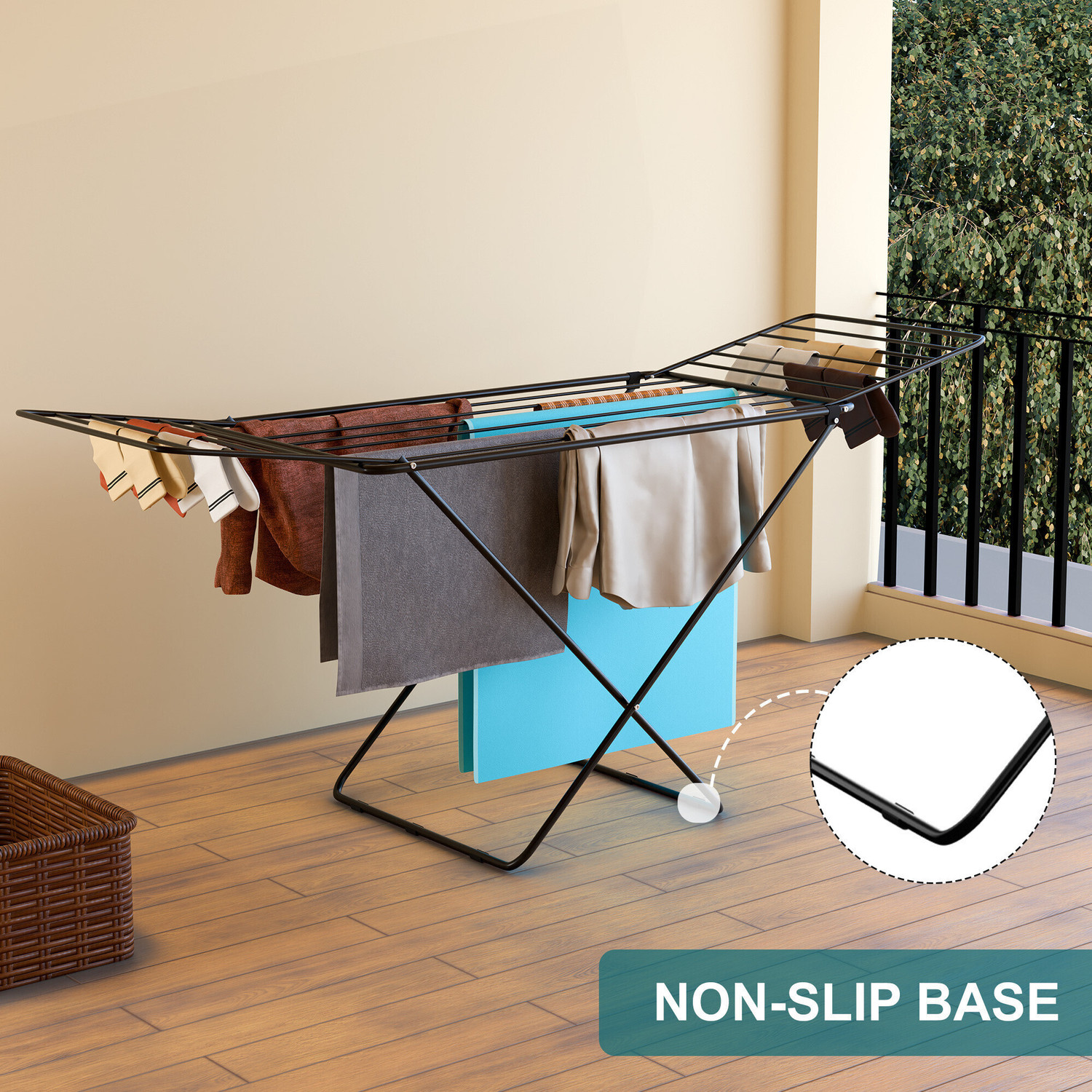 Image of Heart Home Steel Floor Cloth Dryer Stand Foldable