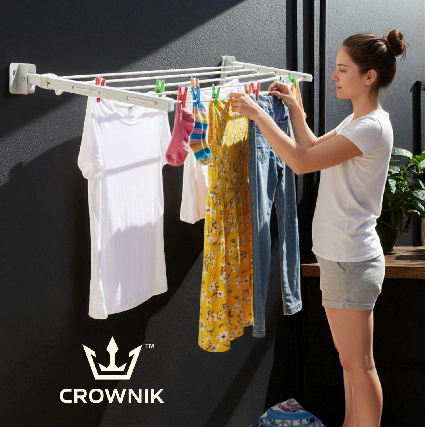 Image of DRYILLA Steel Wall Cloth Dryer Stand 5-LINE-E16