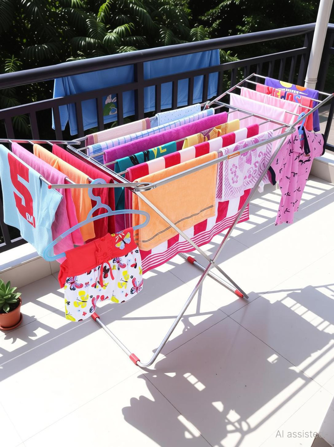 Image of LIMETRO STEEL Steel Floor Cloth Dryer Stand Stainless Mede in India Foldable Cloth Drying Rack