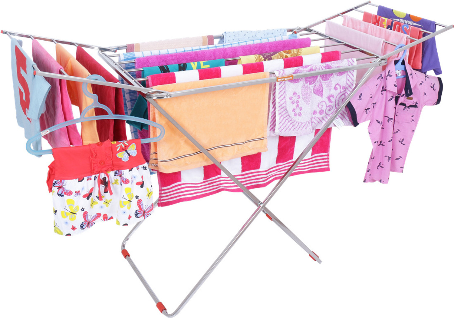 Image of LIMETRO STEEL Steel Floor Cloth Dryer Stand Stainless Mede in India Foldable Cloth Drying Rack