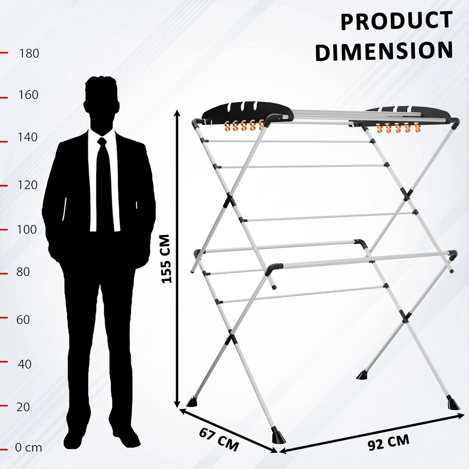 Image of Heart Home Steel Floor Cloth Dryer Stand Foldable