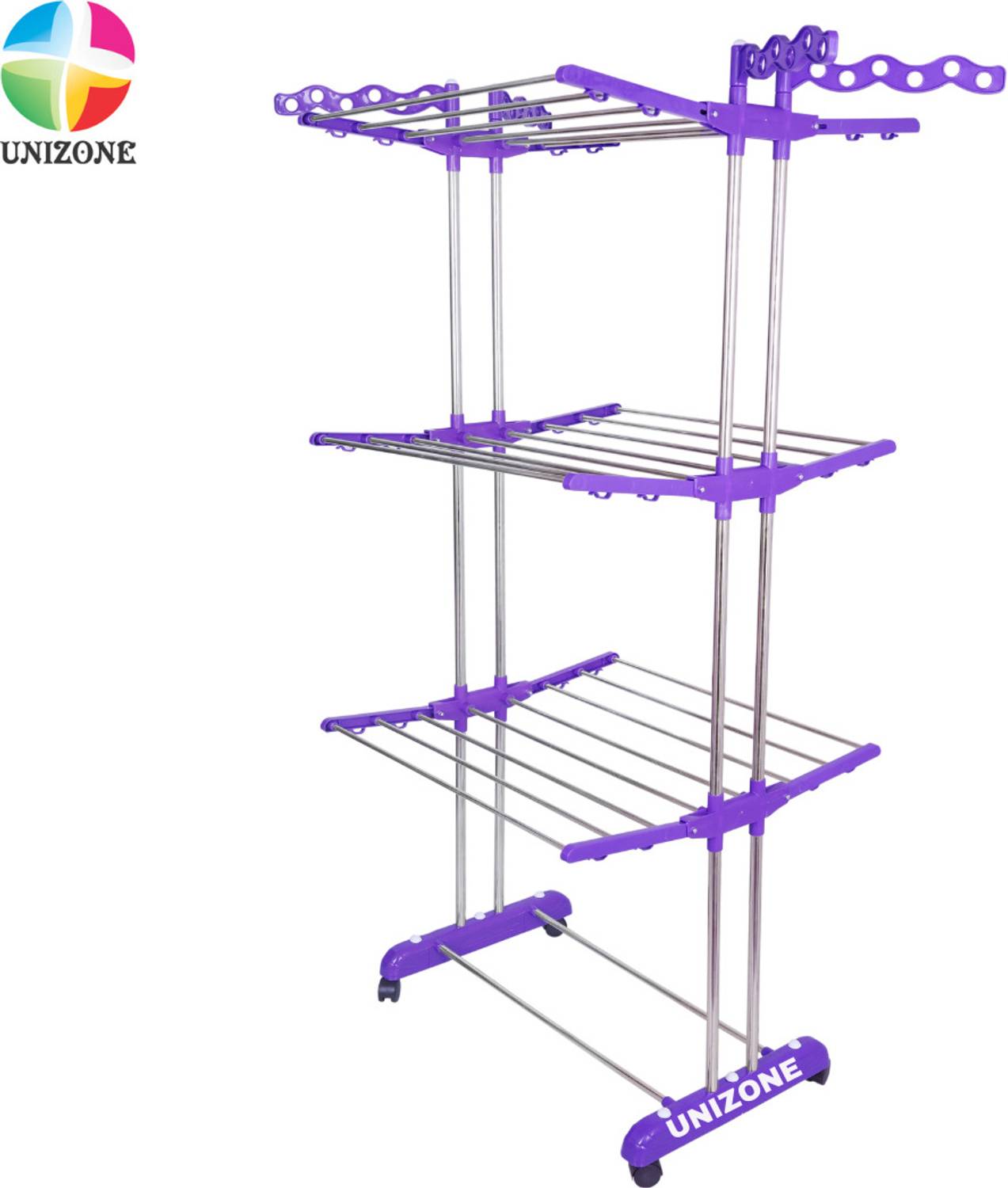 Unizone Steel, Aluminium, Plastic Floor Cloth Dryer Stand 4 Tier - Image 5