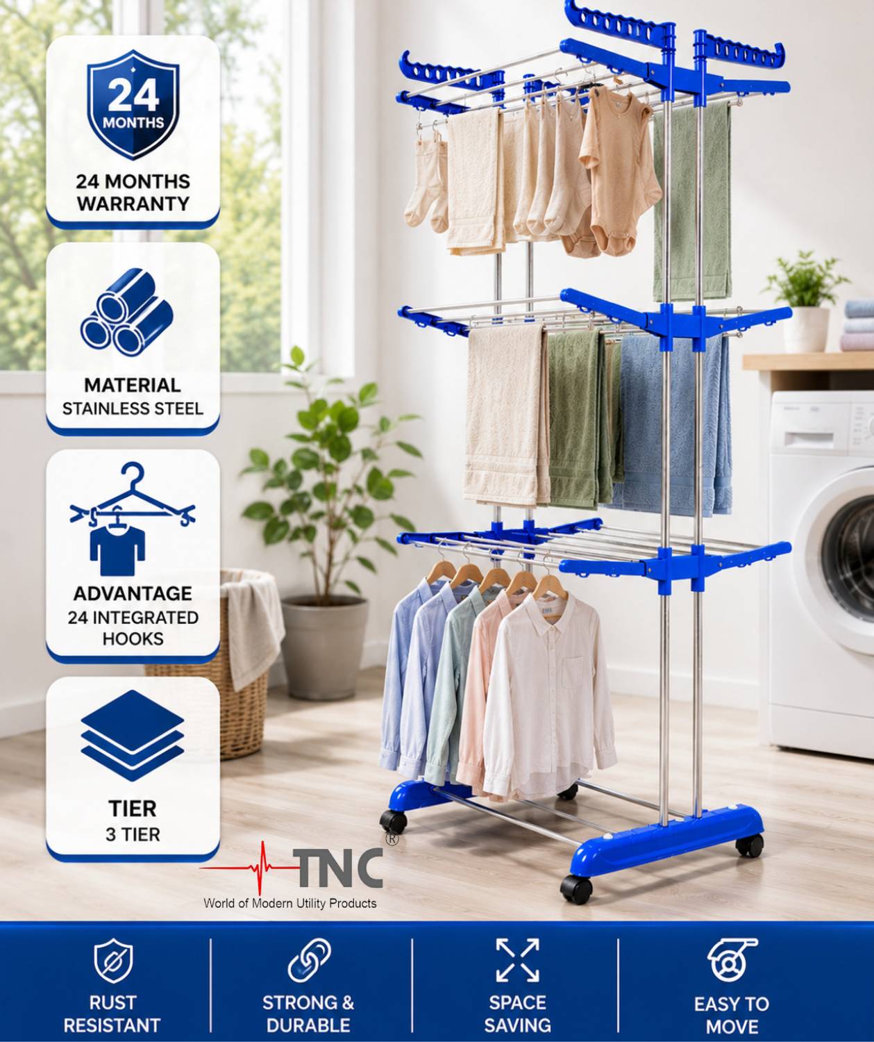 TNC Steel Floor Cloth Dryer Stand 900047 Price in India - Buy TNC