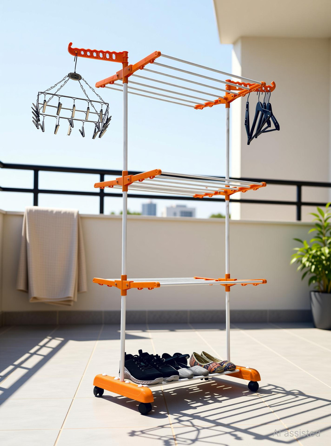 Image of FAVOUR Steel Floor Cloth Dryer Stand O1MS-008