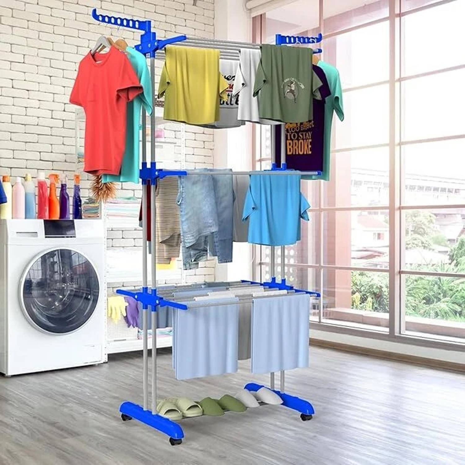 AJCART Steel, Plastic Floor Cloth Dryer Stand cloth stand
