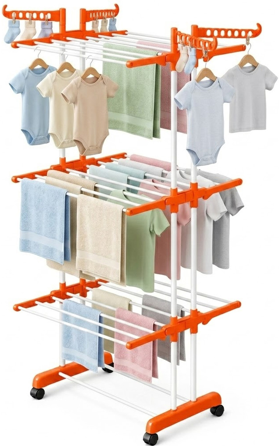 Image of GADDA CO Steel Floor Cloth Dryer Stand Premium Stainless Steel Clothes Stand For Drying With Wheels