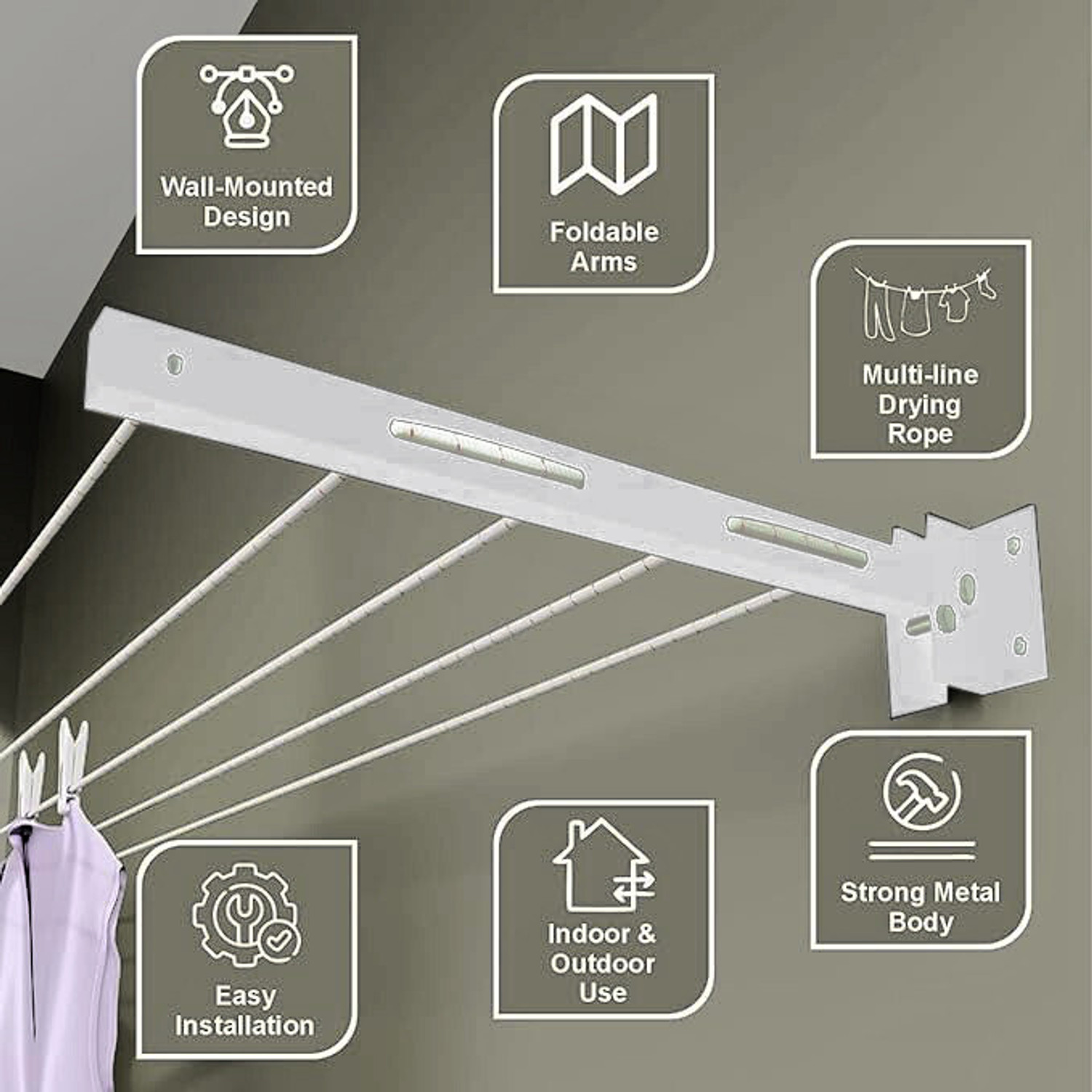 Image of doodad Steel Wall Cloth Dryer Stand CDS-MSWM4T