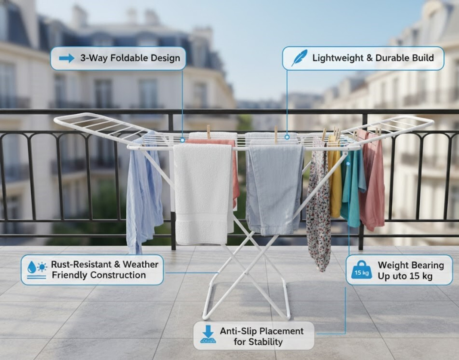 Image of qdpatzwq Steel Floor Cloth Dryer Stand Steel Floor Cloth Dryer Stand