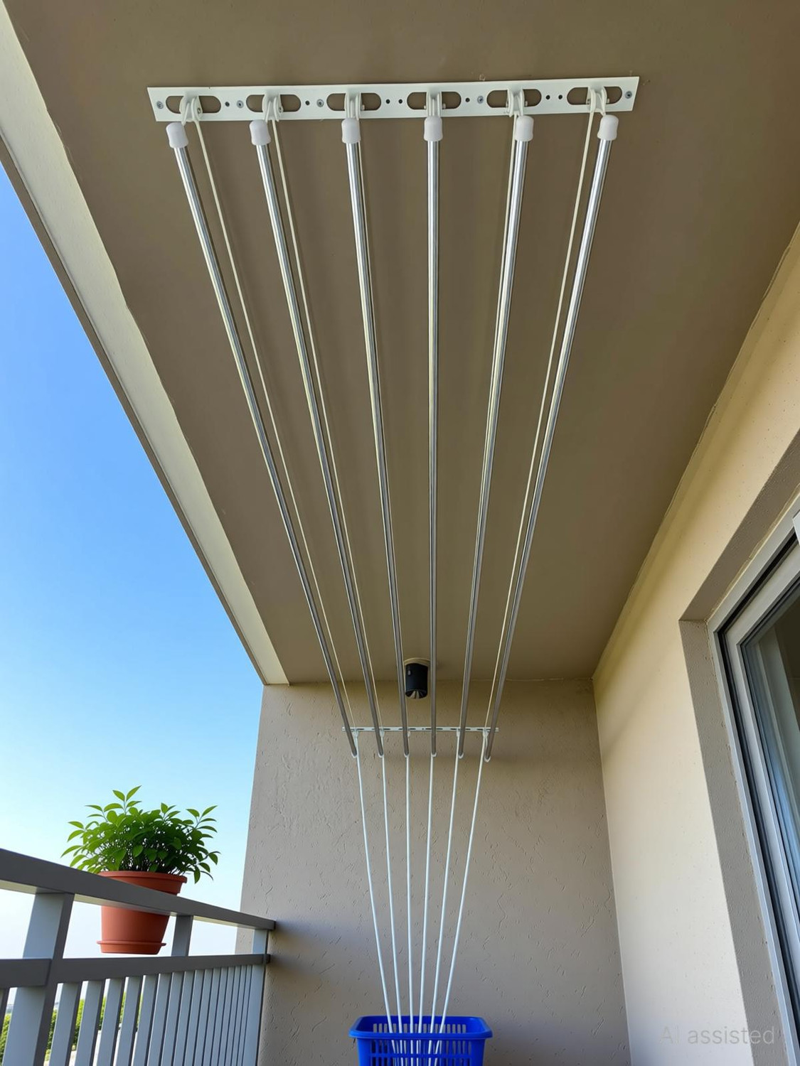 Image of dry cloth hanger ceiling Steel Ceiling Cloth Dryer Stand Pully cloth hangers