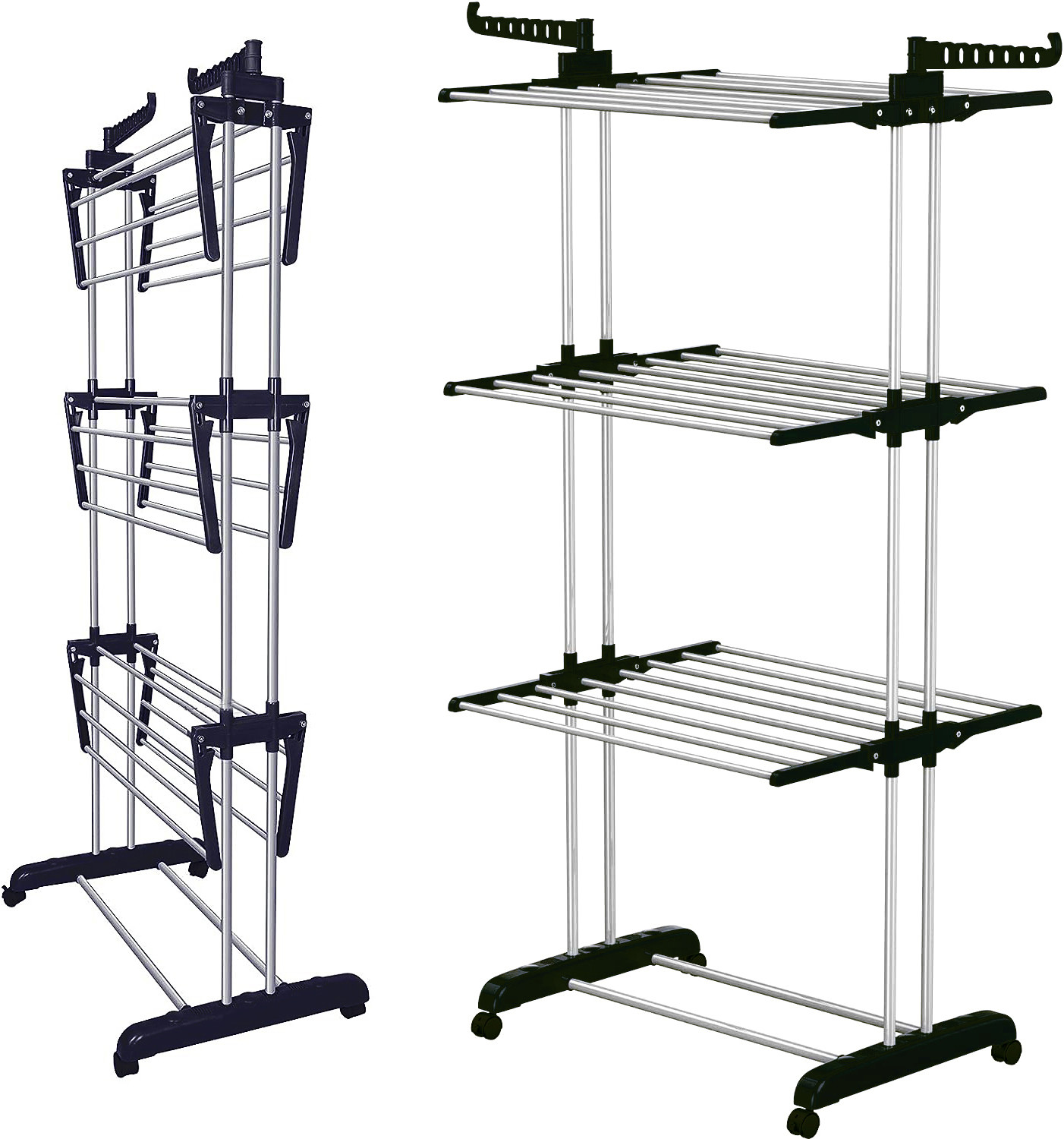Image of TNG Steel Floor Cloth Dryer Stand Classic Stainless Steel Cloth Dry Stand (Black)