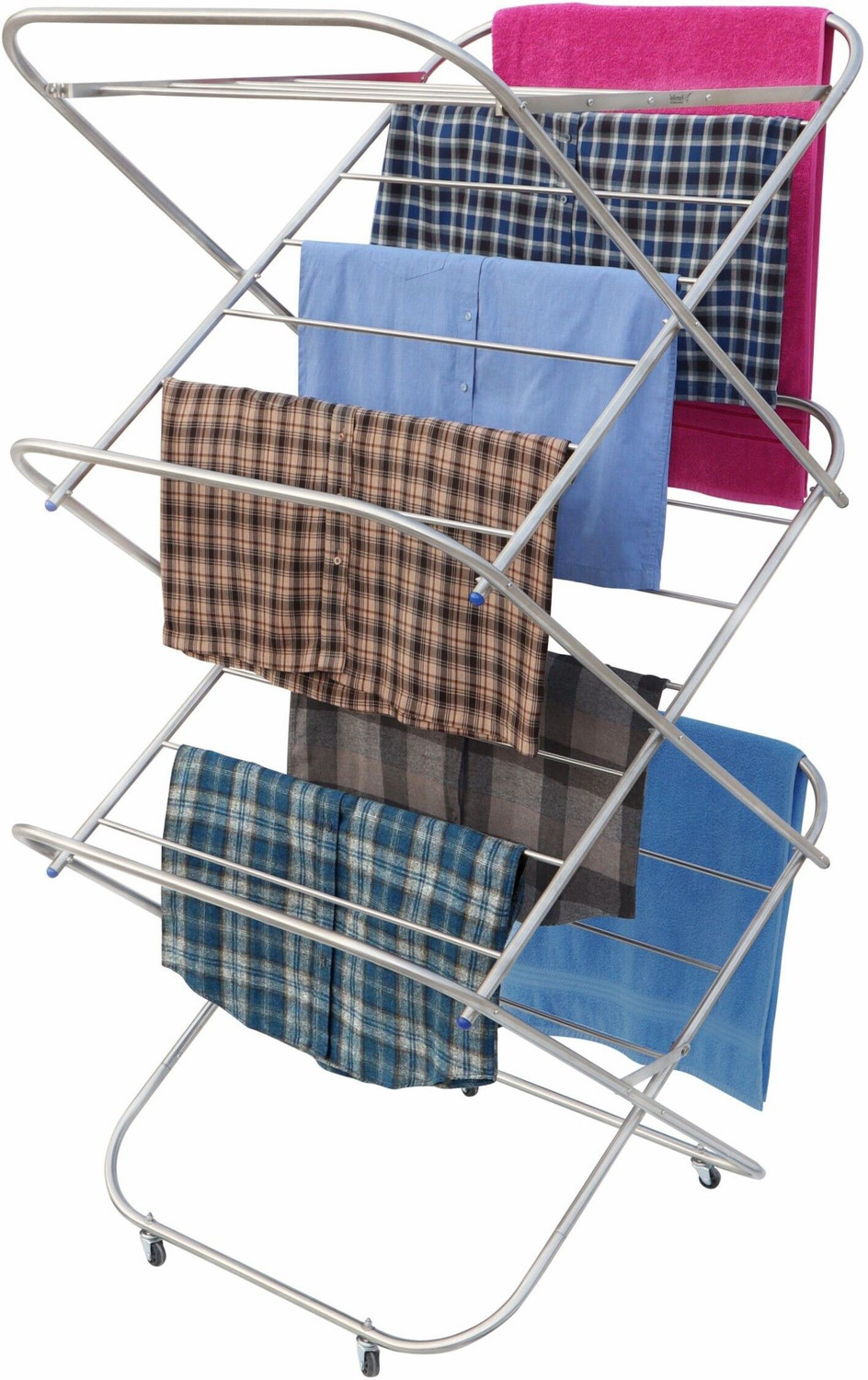 Image of Familia Steel Floor Cloth Dryer Stand Heavy Duty Stainless Steel Foldable Clothes Drying Stand with Wheels (CSW (19mm)