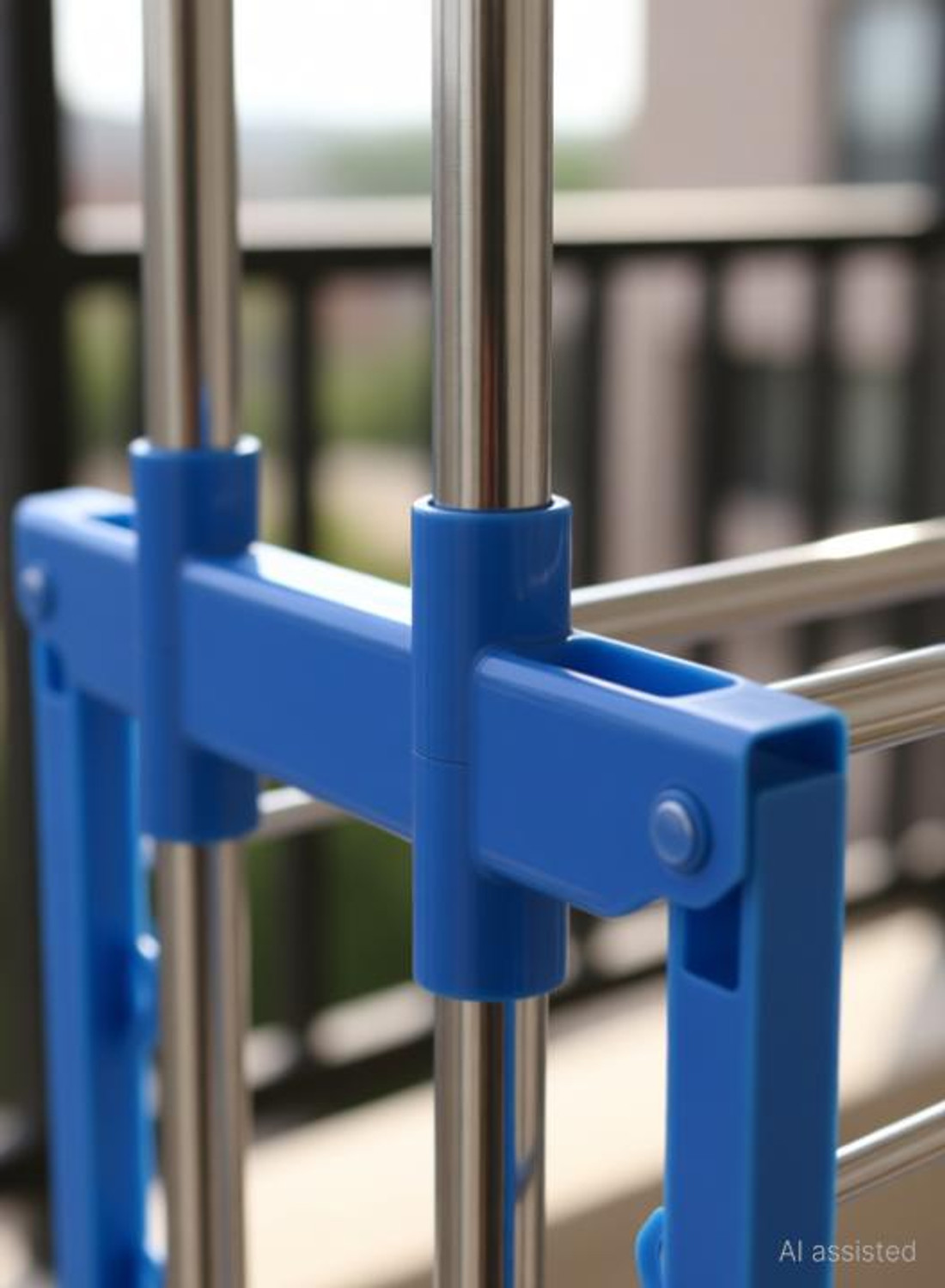 Image of FAVOUR Plastic, Steel Floor Cloth Dryer Stand Innovattive Design Double Pole 2Tier Easy to Move Cloth Stand