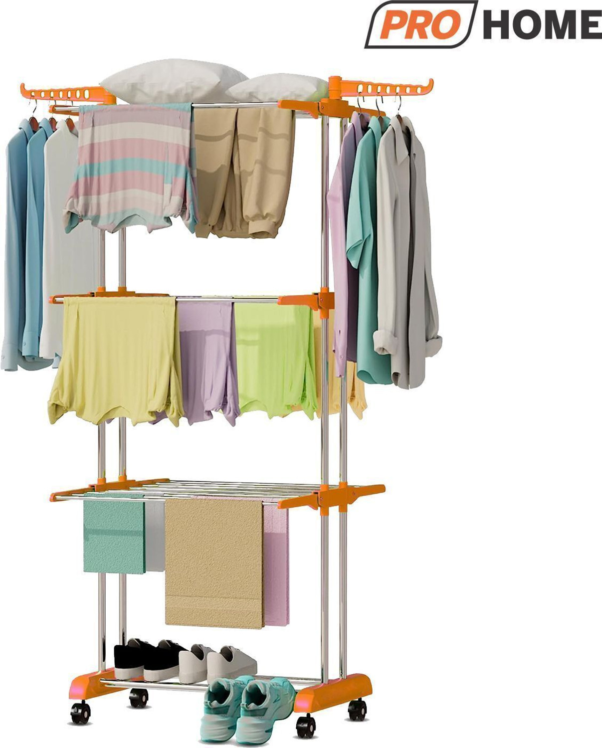 Image of ProHome Steel Floor Cloth Dryer Stand 100 KG Load Heavy Duty Stainless Steel Clothes Drying Stand for Home