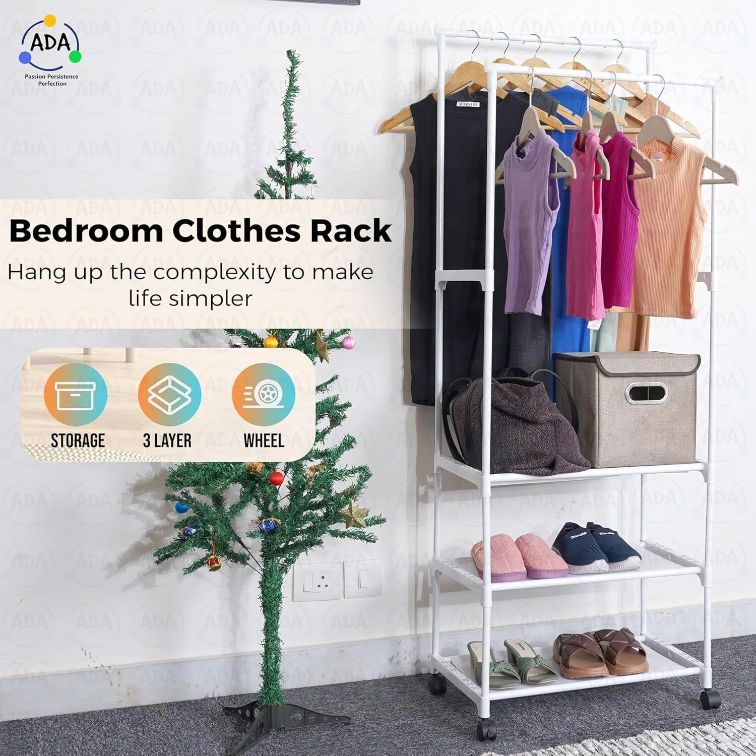 Image of ADA Aluminium Floor Cloth Dryer Stand Premium Aluminium Floor Cloth Dryer Stand Premium Heavy Duty Metal Garment Rack