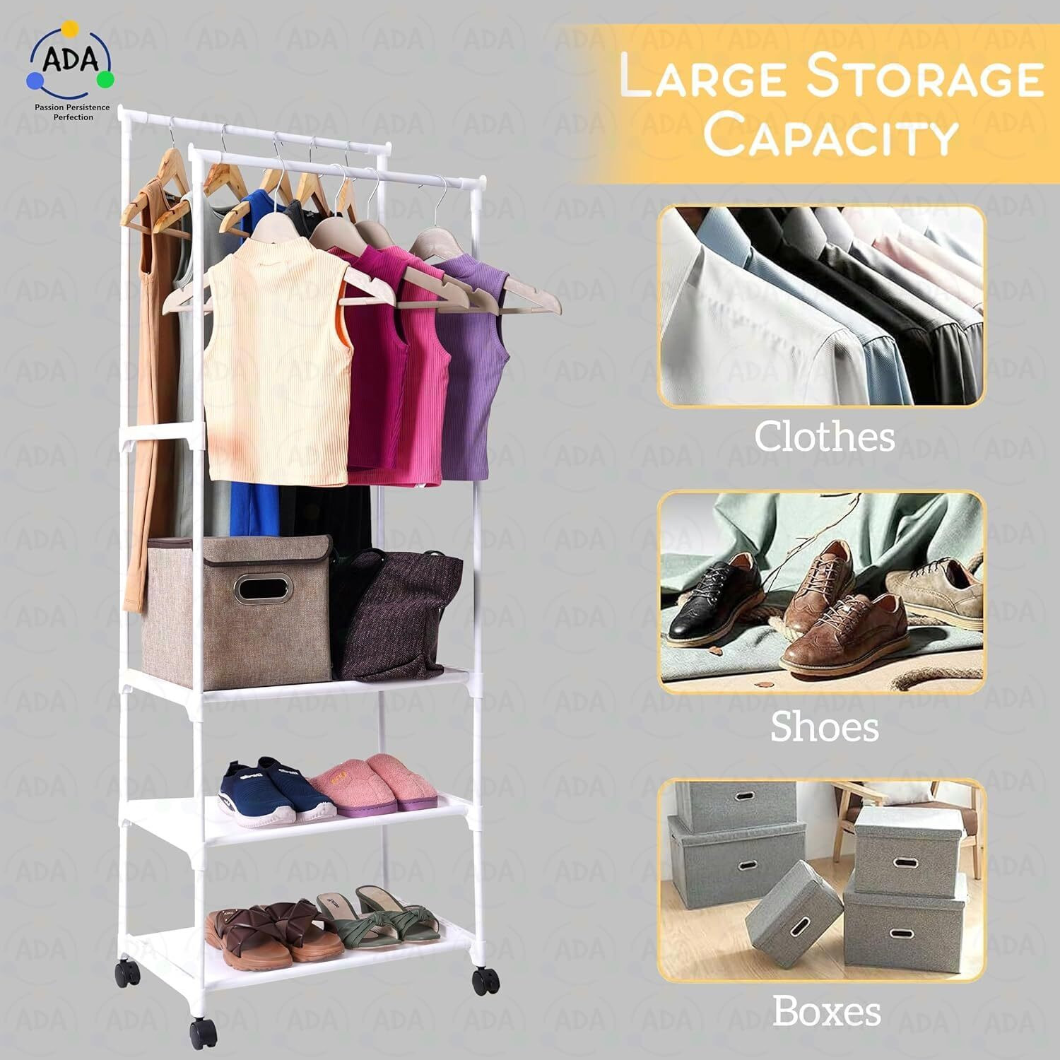 Image of ADA Aluminium Floor Cloth Dryer Stand Premium Aluminium Floor Cloth Dryer Stand Premium Heavy Duty Metal Garment Rack