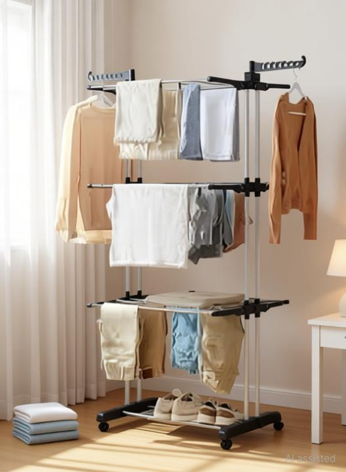 Image of HomeMate Steel Floor Cloth Dryer Stand NB200020