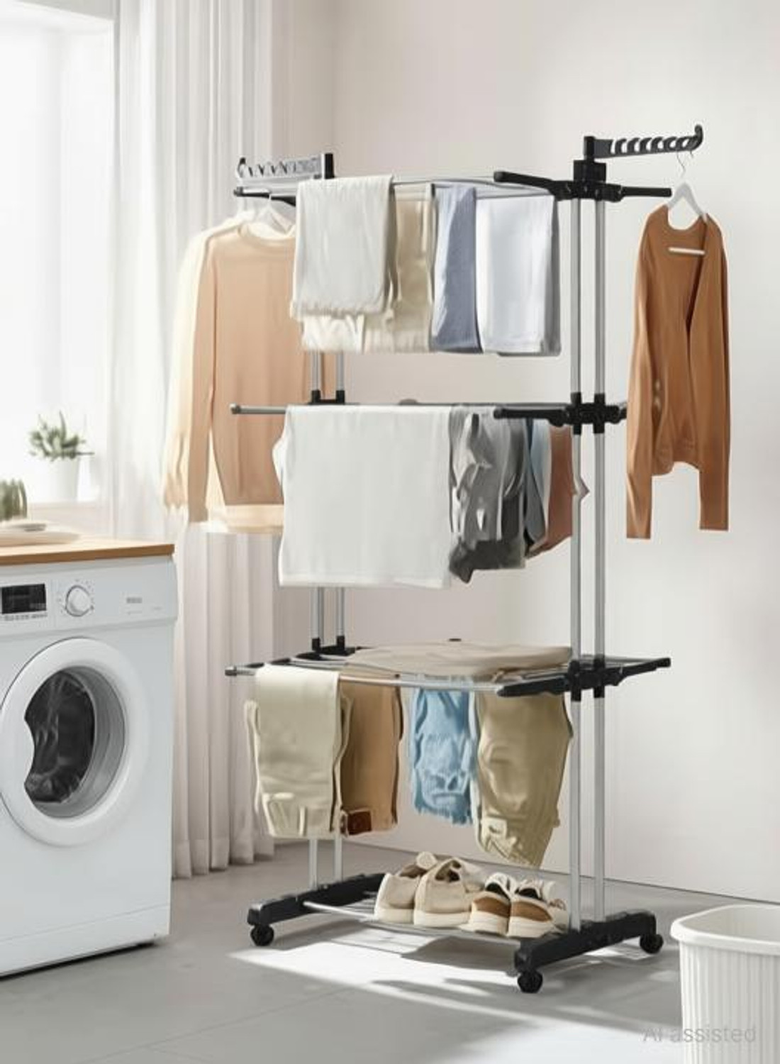 Image of HomeMate Steel Floor Cloth Dryer Stand NB200020