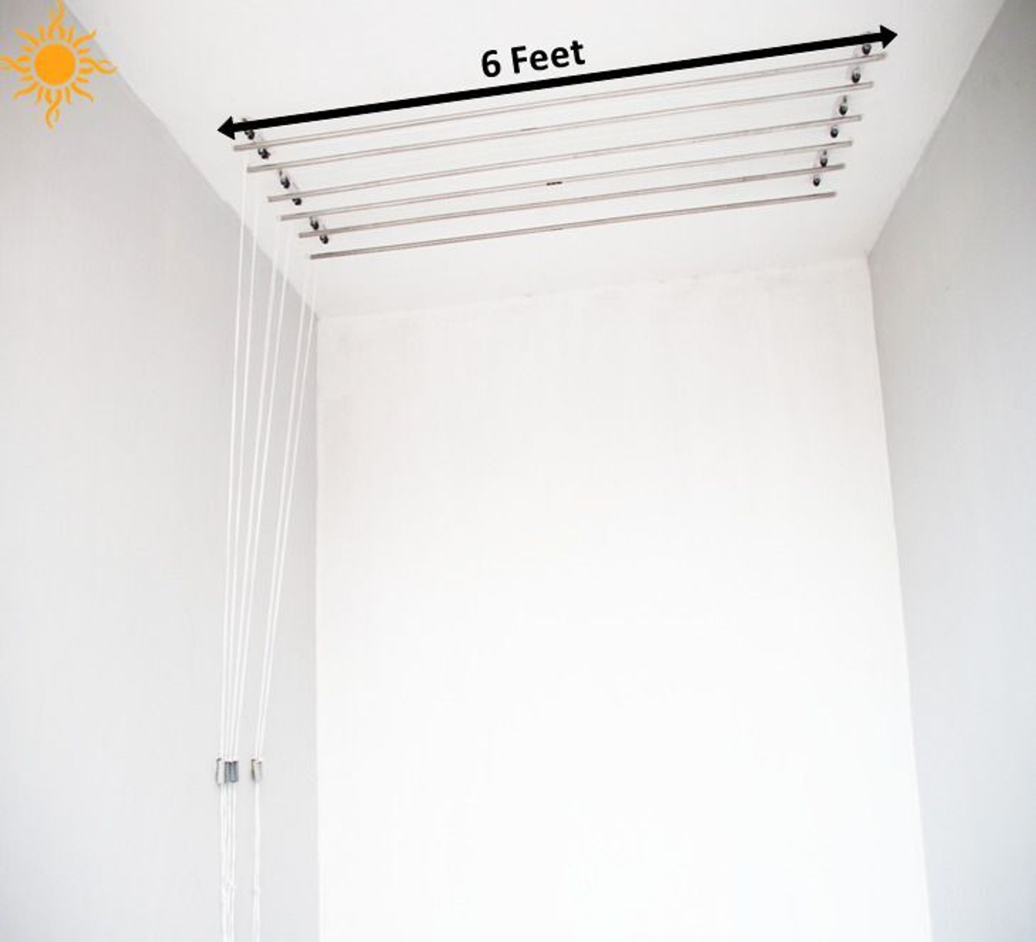 Image of ATM Enterprises Steel Ceiling Cloth Dryer Stand 6 Feet 6 Pipes set with Metal Channel & 16MM Stainless Steel Pipes