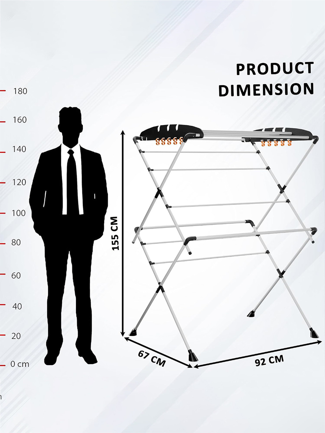 Image of Heart Home Steel Floor Cloth Dryer Stand Foldable
