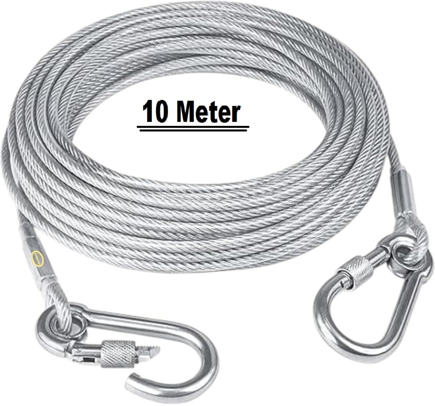 Image of GAURINANDAN 10M Stainless Steel Clothesline Wire Rope with Lock Hooks Heavy Duty Stainless Steel Clothesline