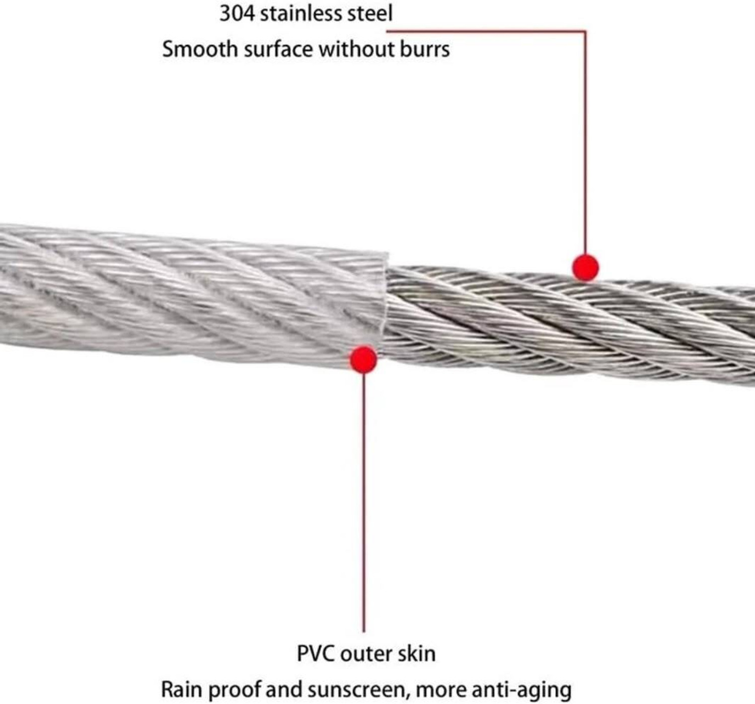 Image of Siya Corporation Heavy Duty Stainless Steel Clothesline with Hooks 5 m Silver