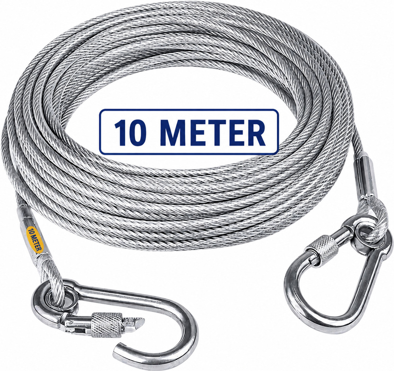 Image of JIYANGO 10 Meter Stainless Steel Clothes Drying Wire Rope with Hooks Stainless Steel Clothesline