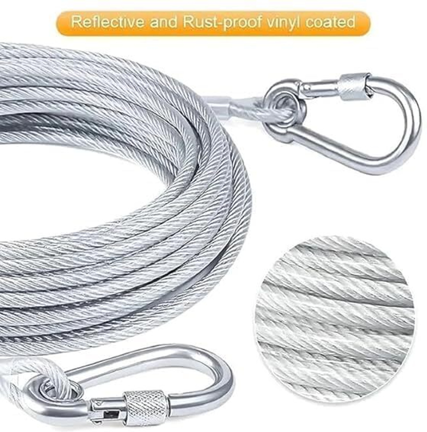 Image of GAURINANDAN 10M Stainless Steel Clothesline Wire Rope with Lock Hooks Heavy Duty Stainless Steel Clothesline