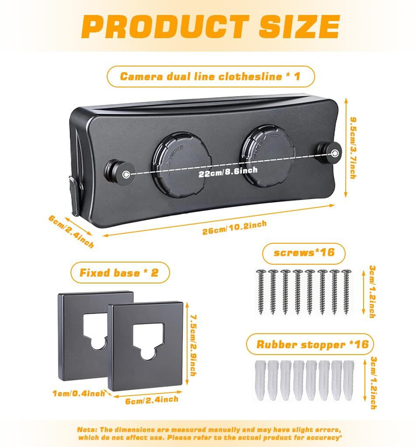 Image of PLAY HARD Retractable Dual Line Clothesline 16ft Wall Mounted Adjustable Laundry Plastic Retractable Clothesline