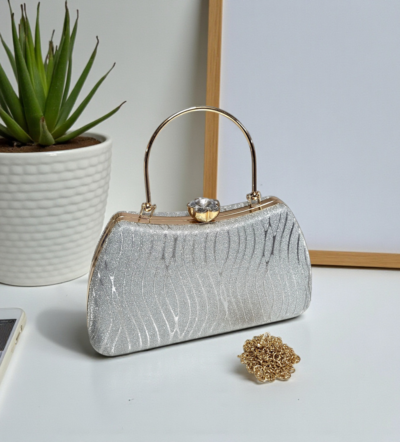 Image of FASHIO Party Silver Clutch