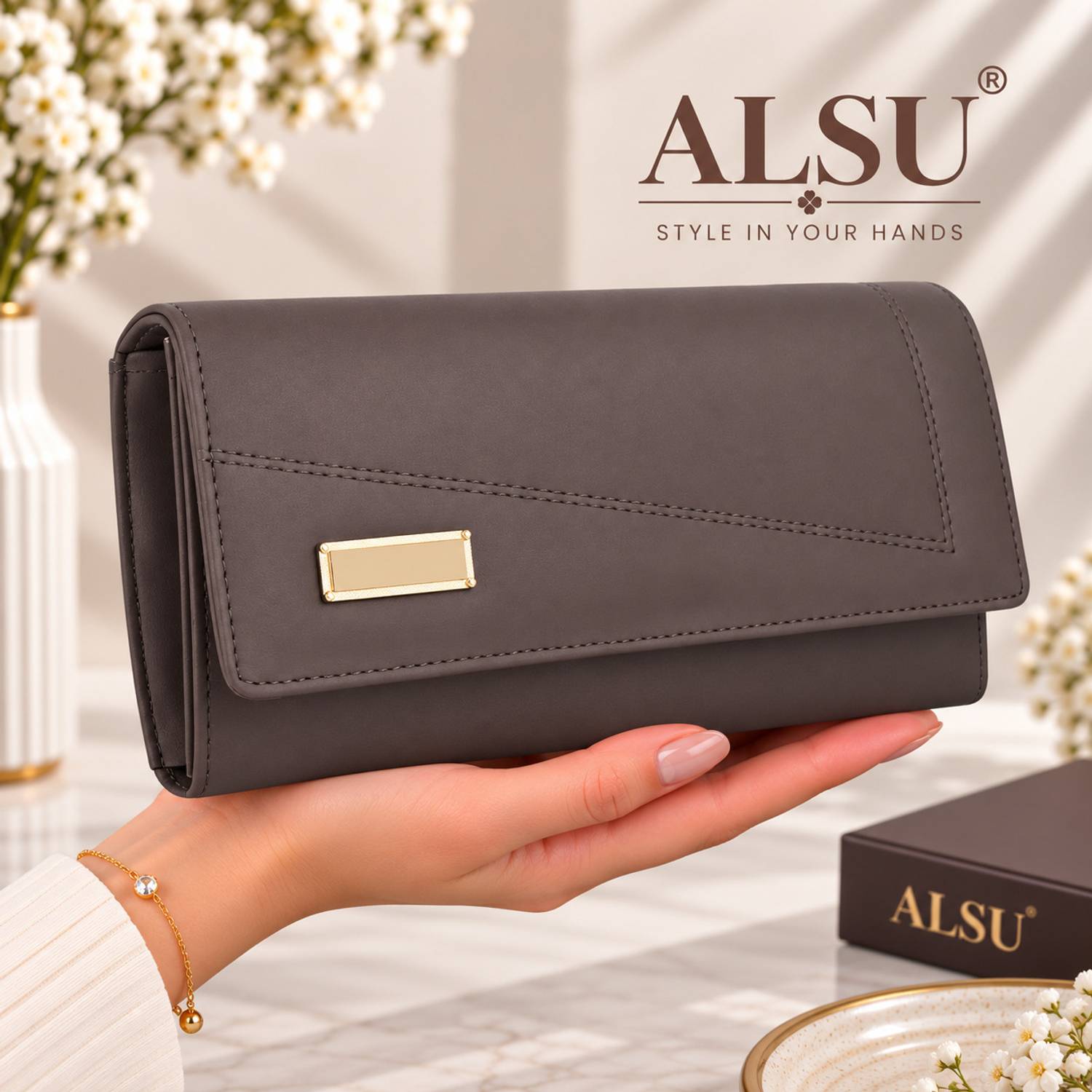 ALSU Casual, Formal, Party Grey Clutch