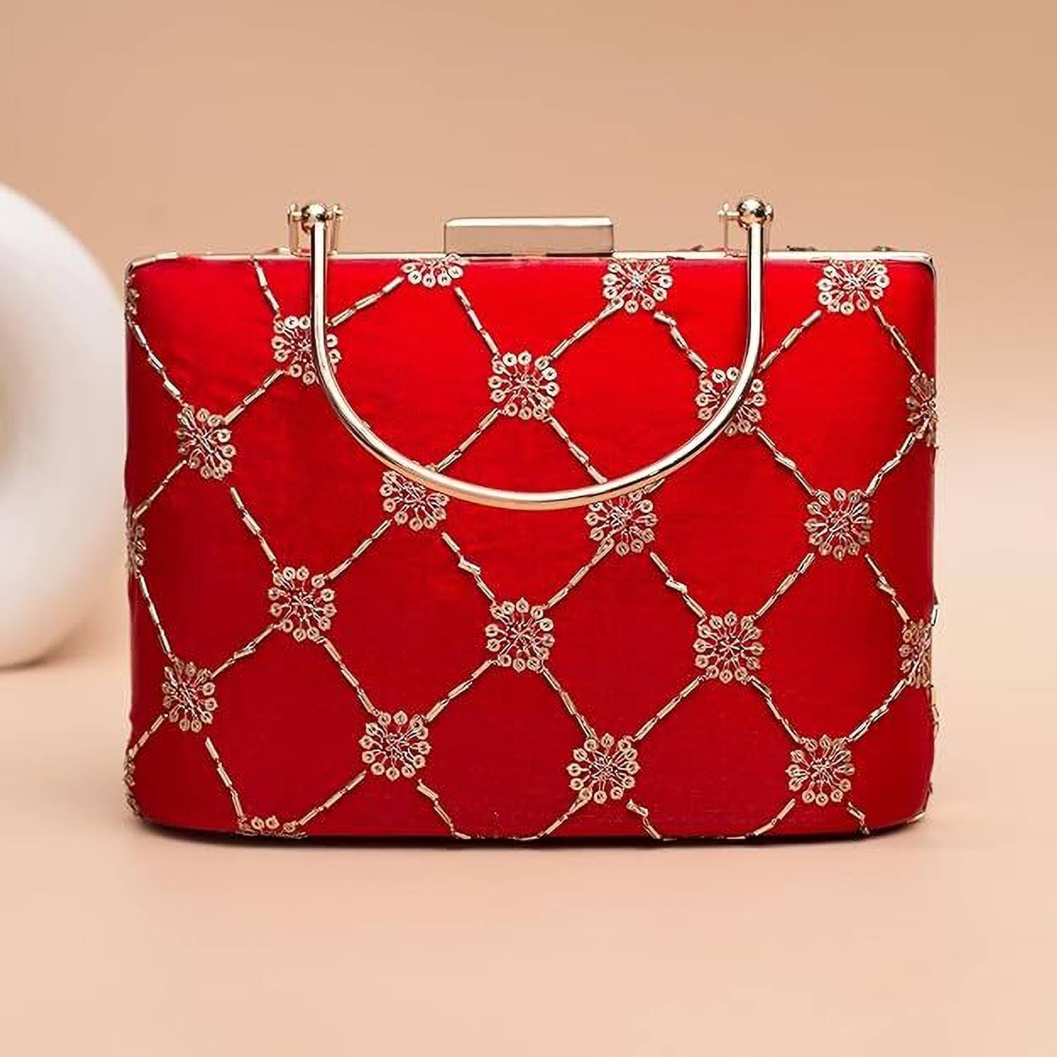ARTKLIM Party Red, Gold Clutch