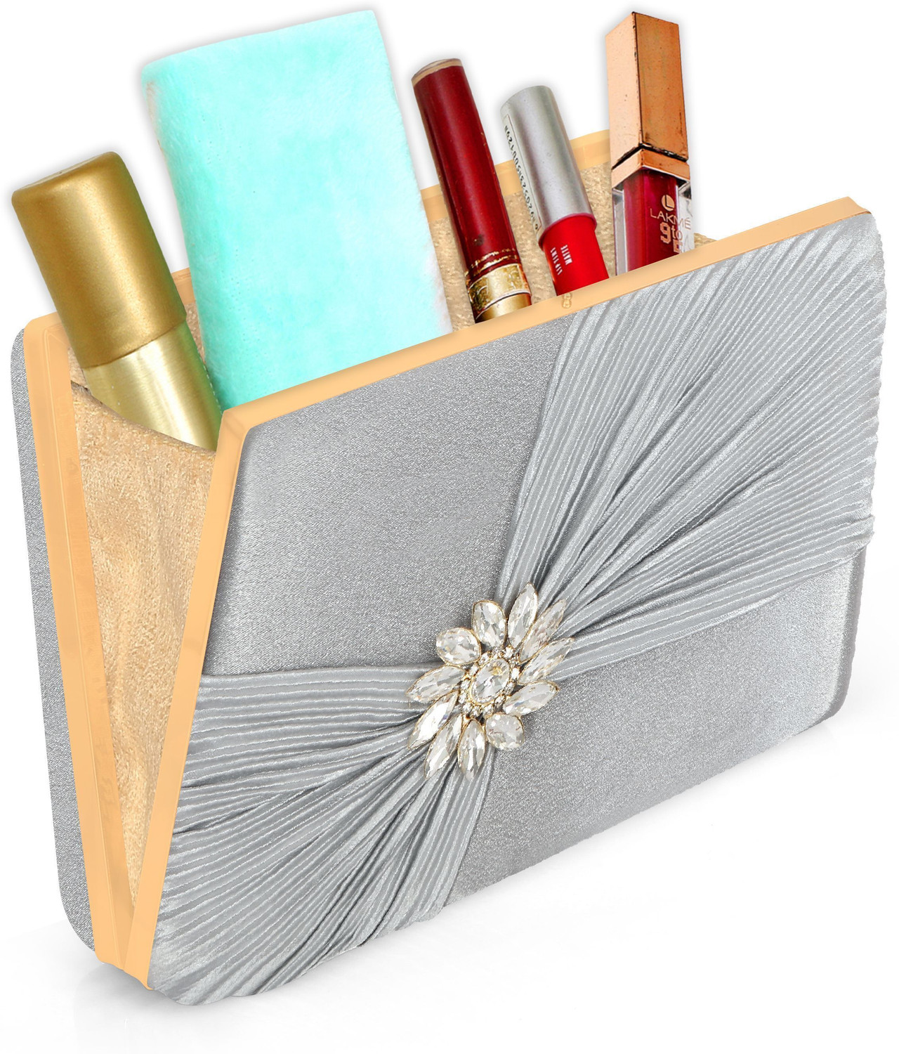 Image of Black Wings Casual, Party Silver Clutch