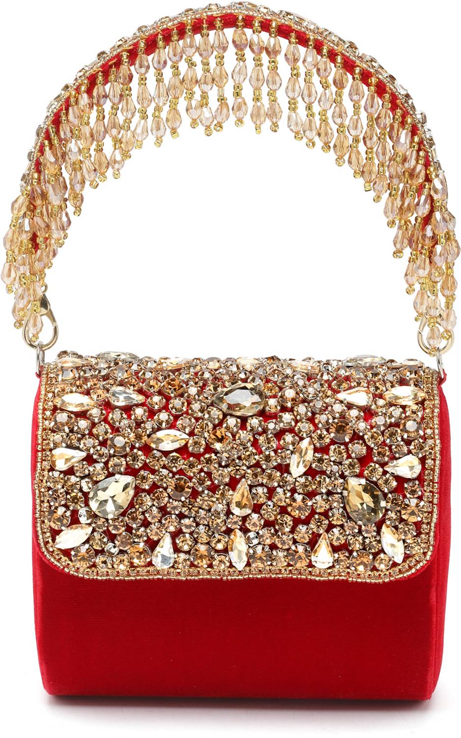 Anekaant Casual Red, Gold Clutch