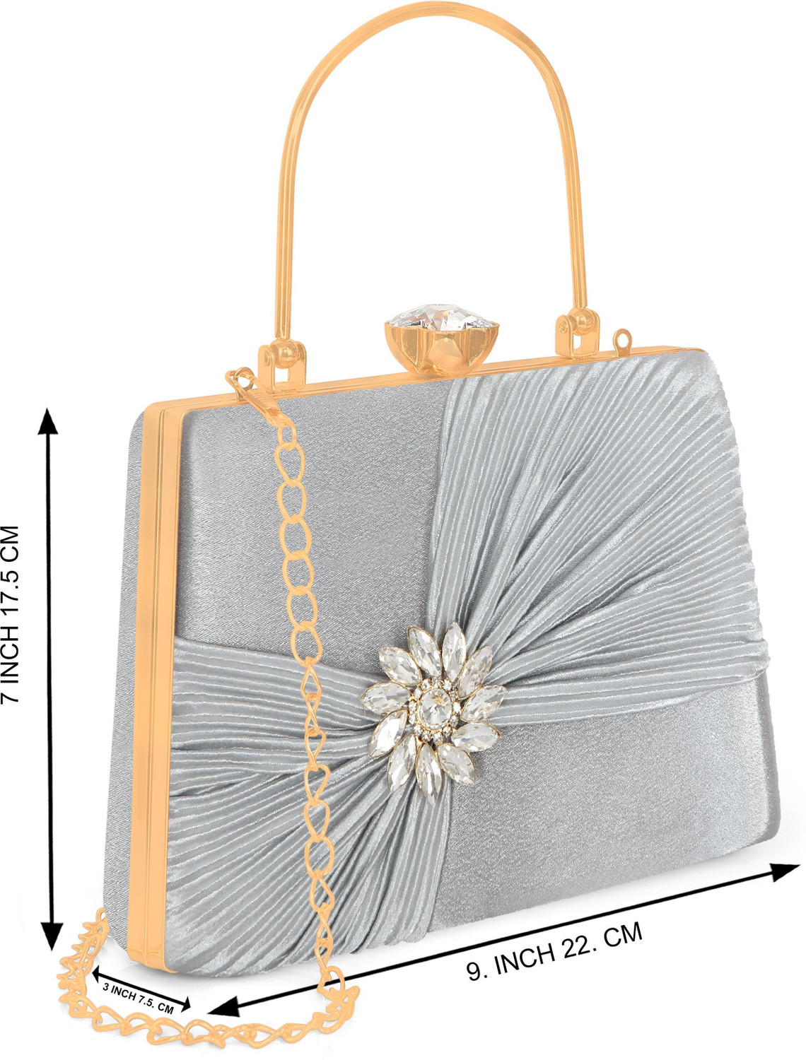 Image of Black Wings Casual, Party Silver Clutch