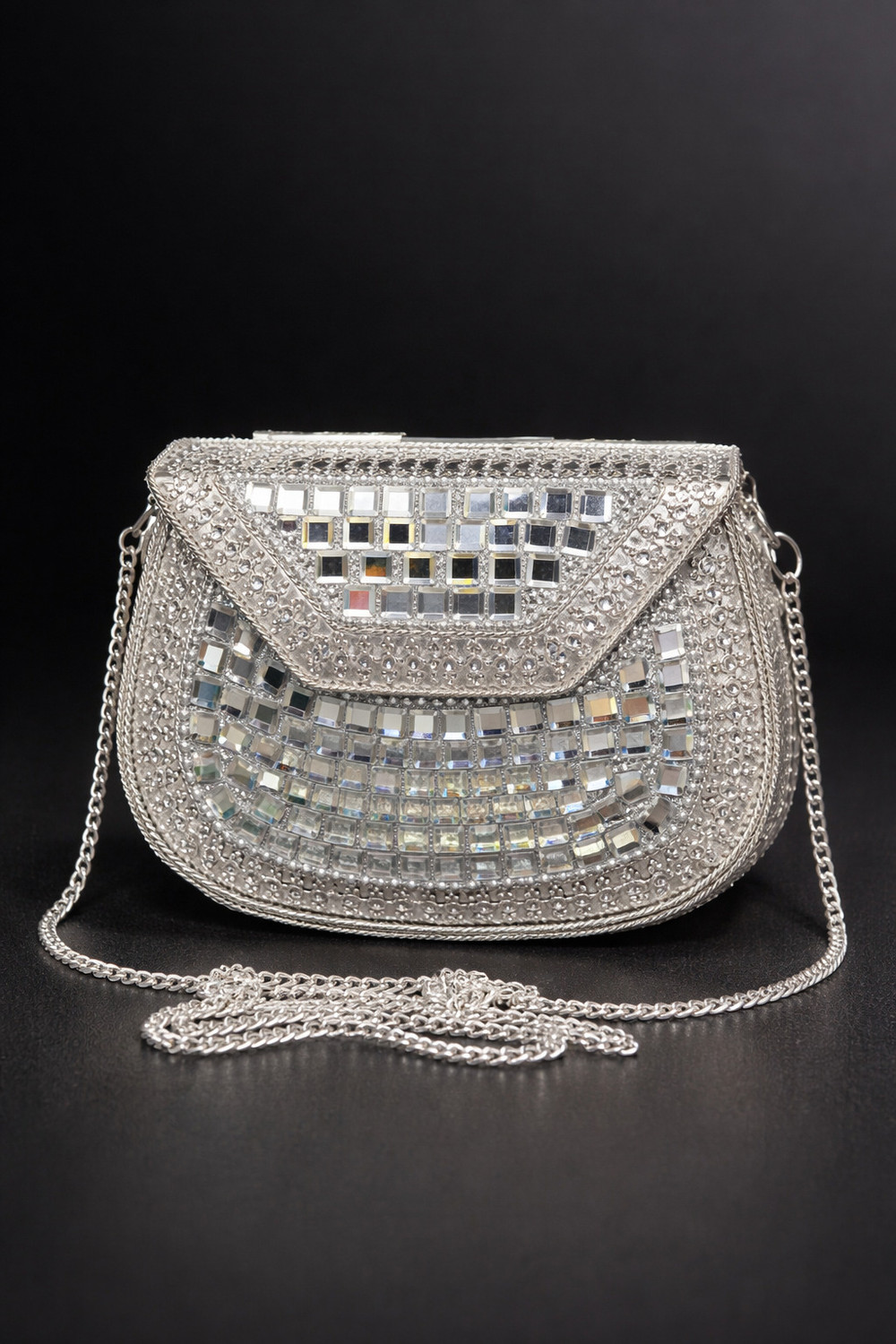 Image of AJ interiors Party Silver Clutch