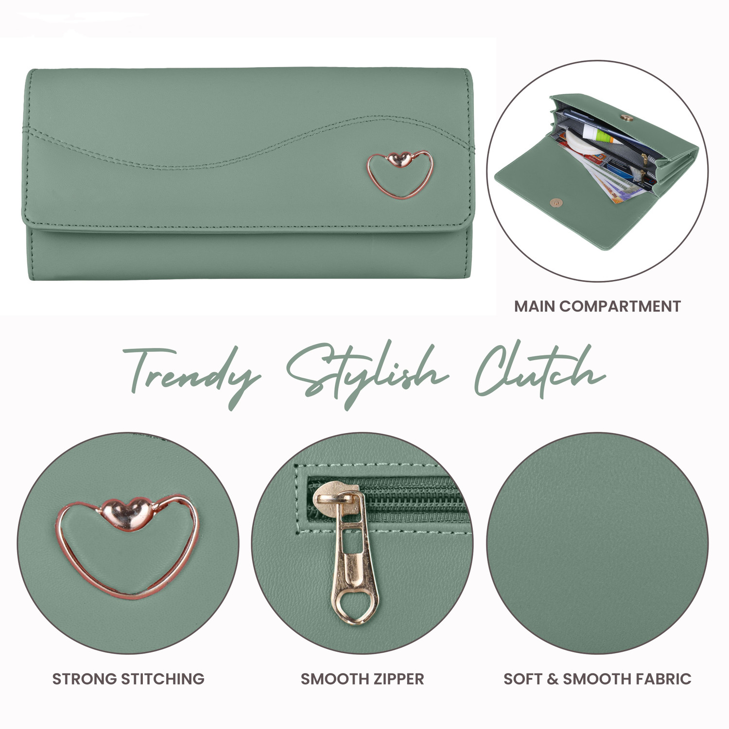 Image of VENTRO Casual, Formal, Party, Sports Light Green Clutch