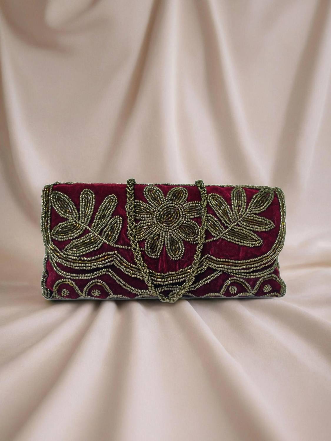 25DEGREE N Maroon Sling Bag |Shoulder bag| Envelope Purse |Bridal hand clutch with Sling