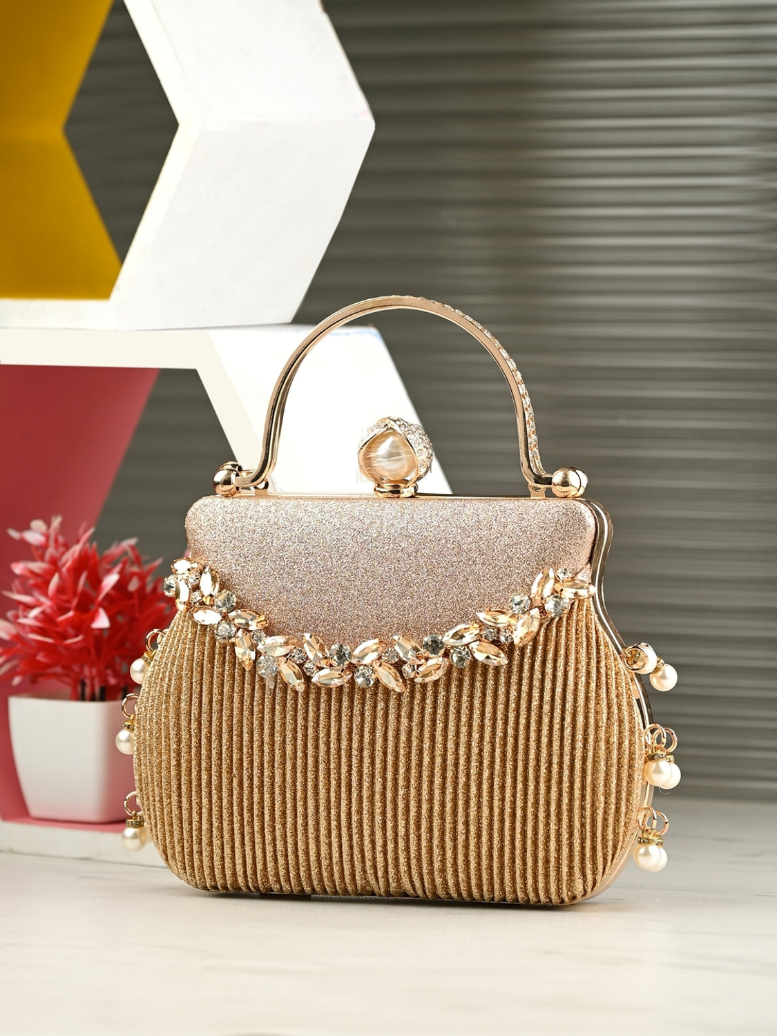 Toobacraft Party Pink, Gold  Clutch
