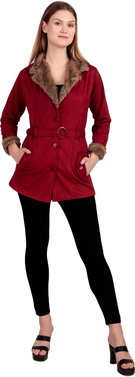 Image of Fellamo Suede Solid Coat For Women