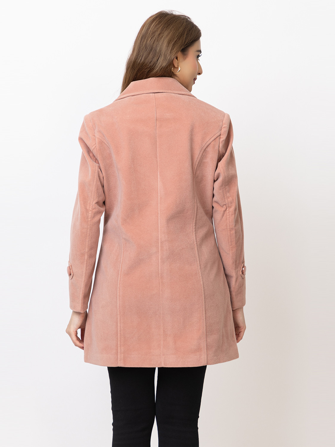 Image of LADY LEAF Suede Self Design Coat
