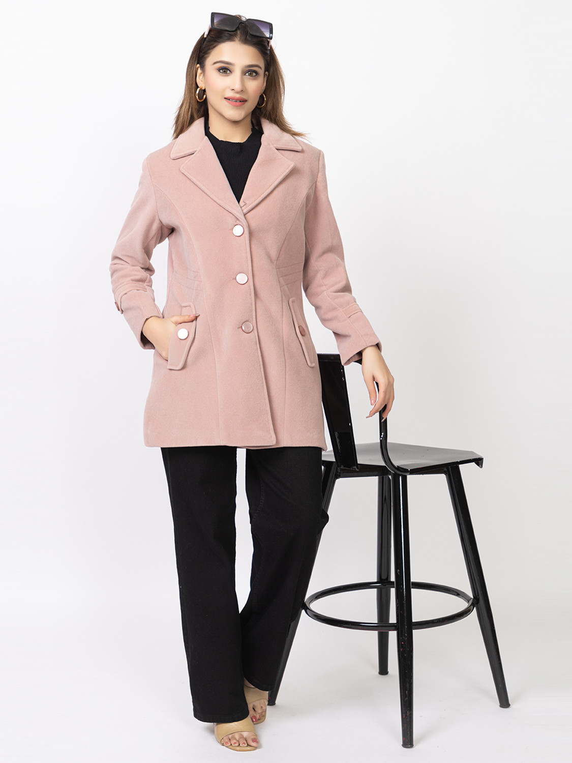 Image of LADY LEAF Suede Self Design Coat
