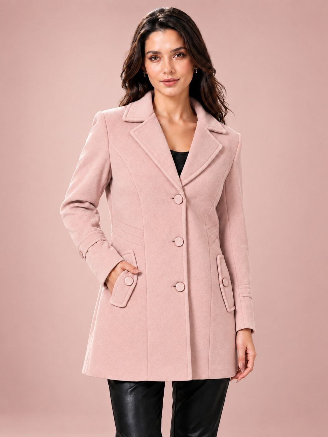 Image of LADY LEAF Suede Self Design Coat