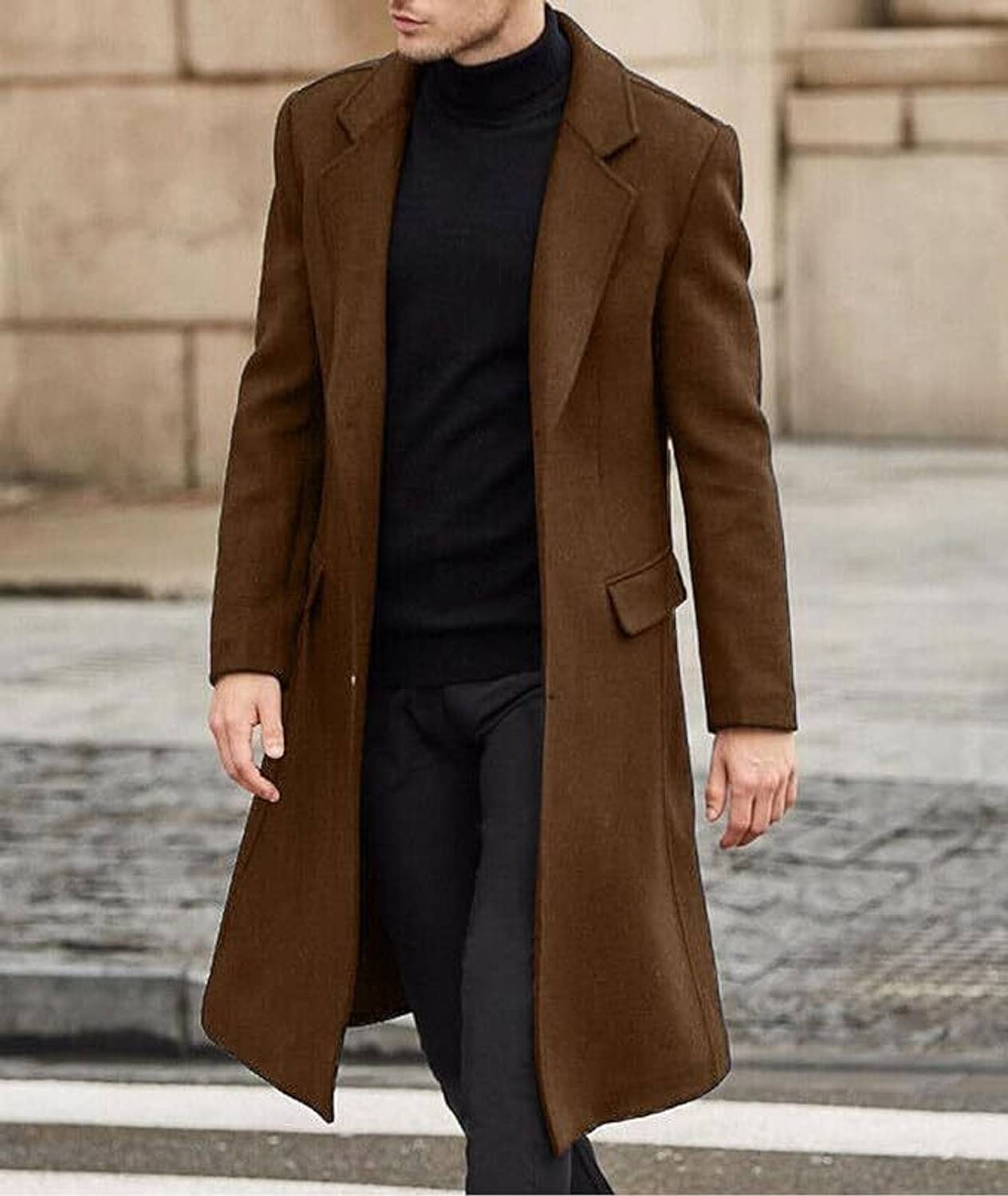 FIZZOQI Wool Solid Coat - Image 3