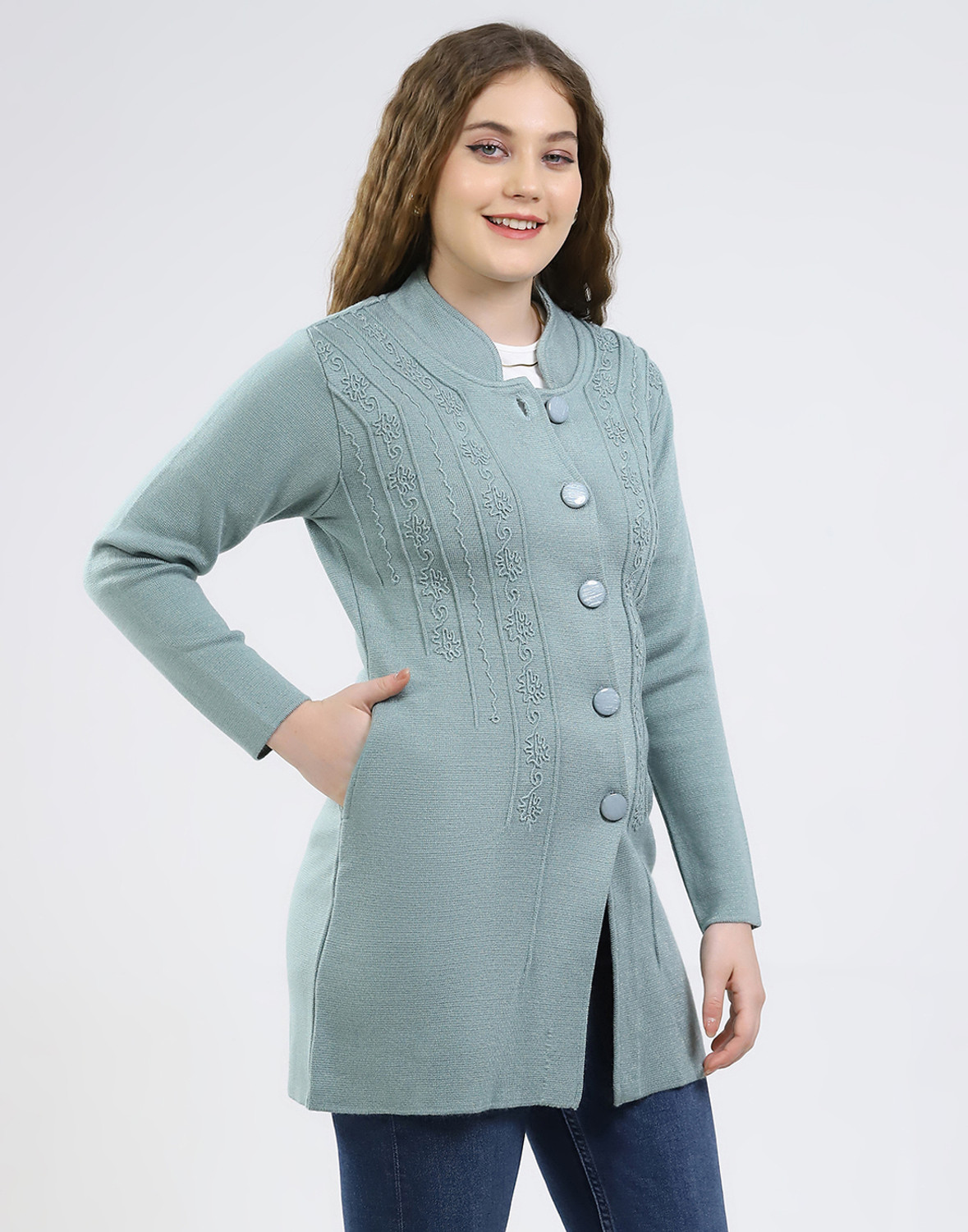 Image of MONTE CARLO Blend Wool Self Design Coat