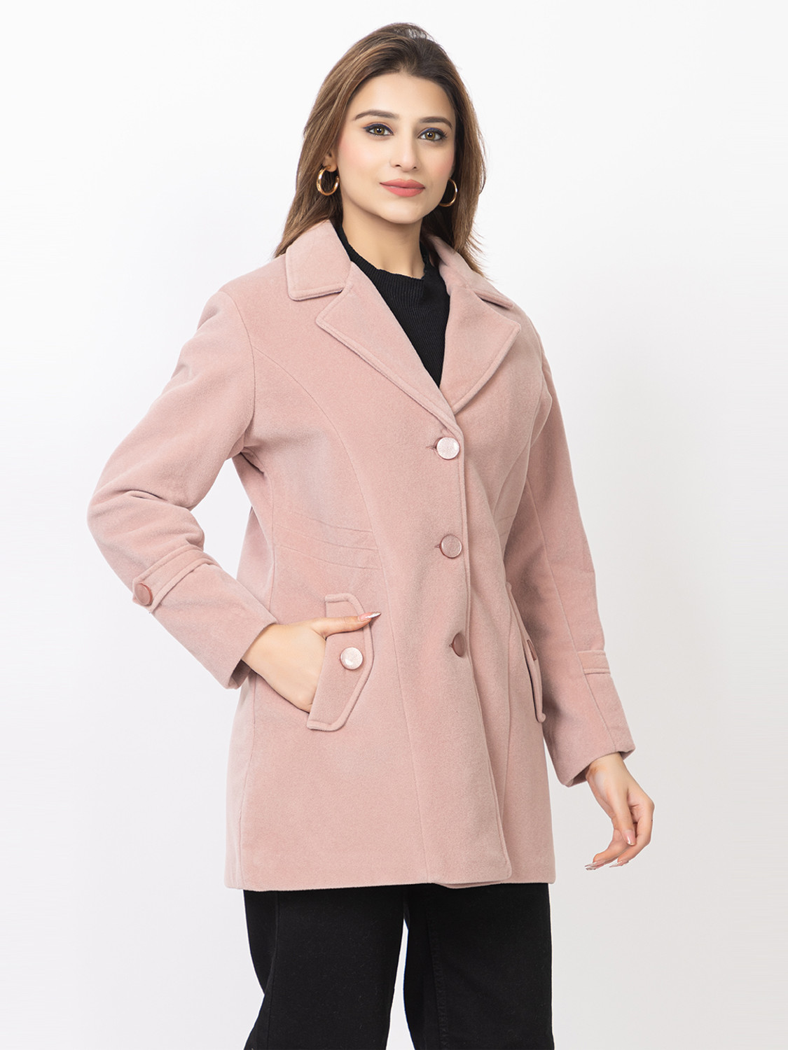 Image of LADY LEAF Suede Self Design Coat