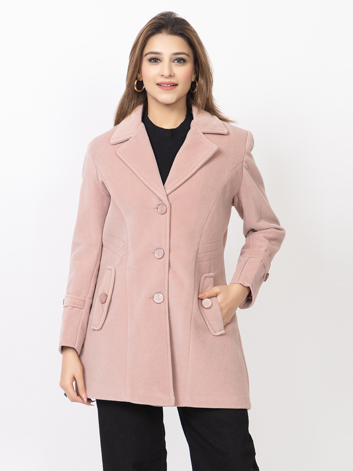 Image of LADY LEAF Suede Self Design Coat