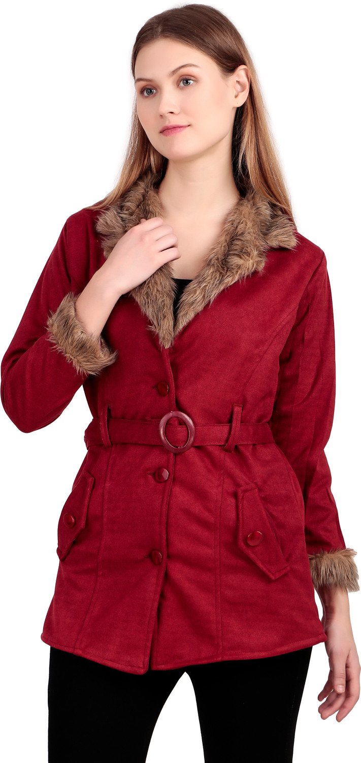 Image of Fellamo Suede Solid Coat For Women