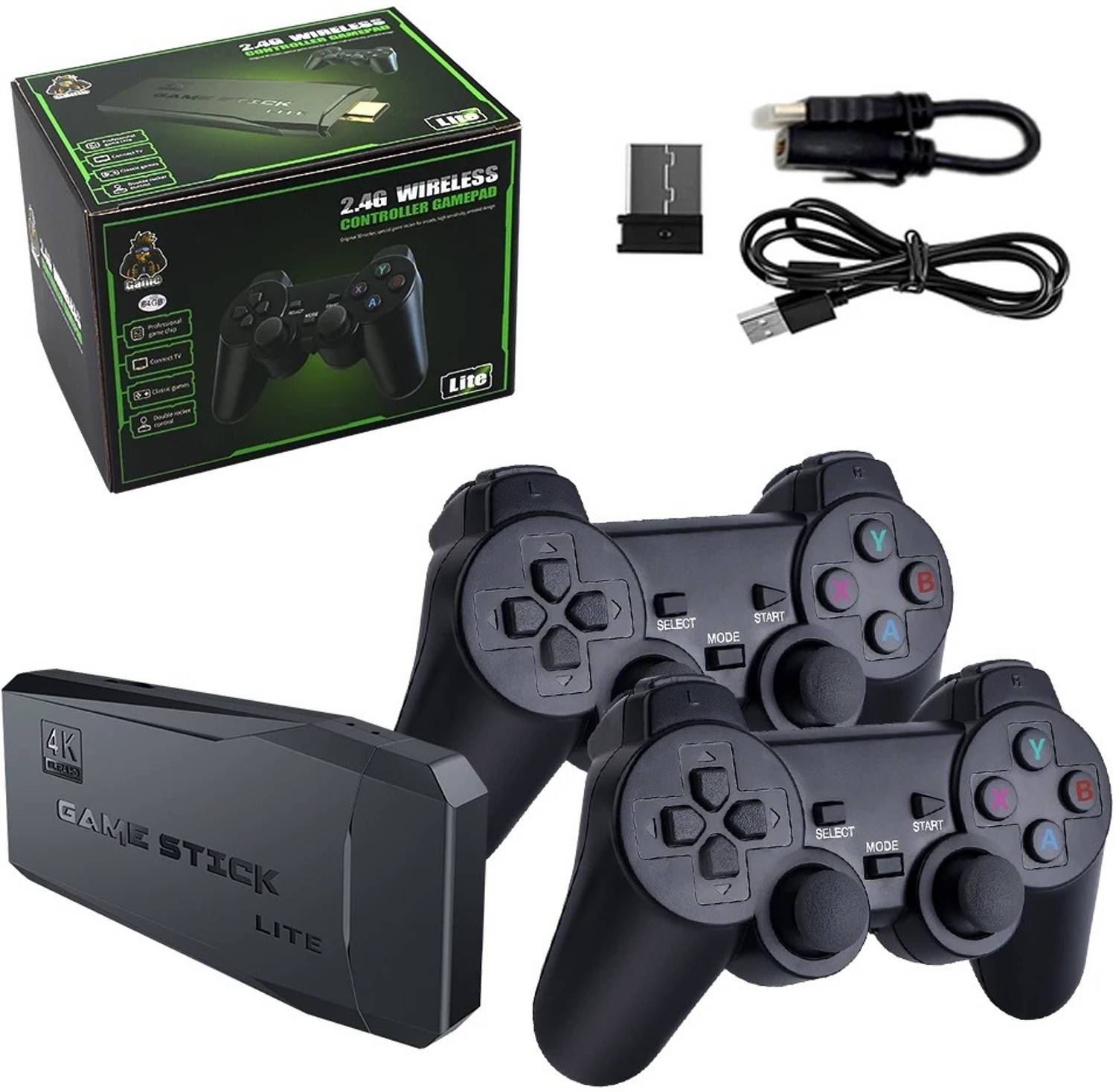 4K Wireless Game Stick Lite Classic Gaming Console with 64GB Built-in Games Premium Edition