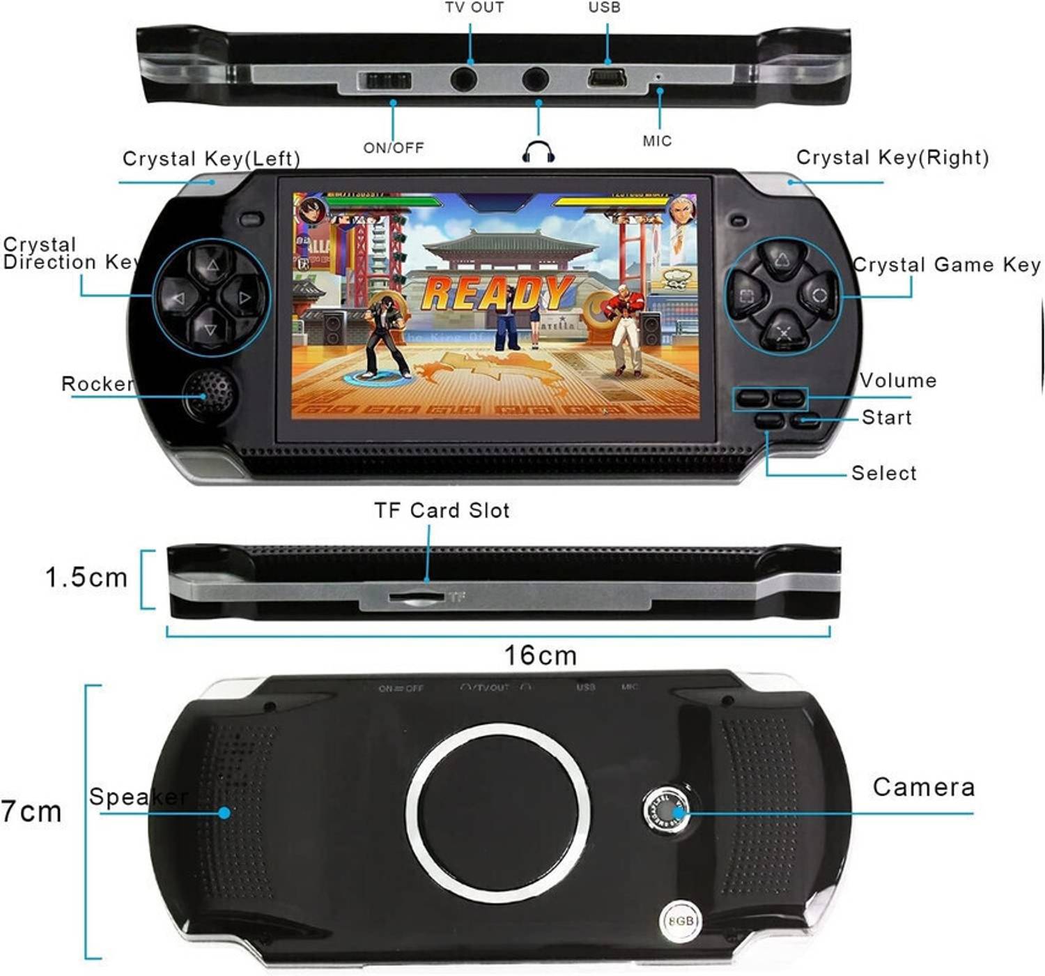 TECHZONE 32 Bit PSP Video Game with Super Mario, Taken-3 and Many