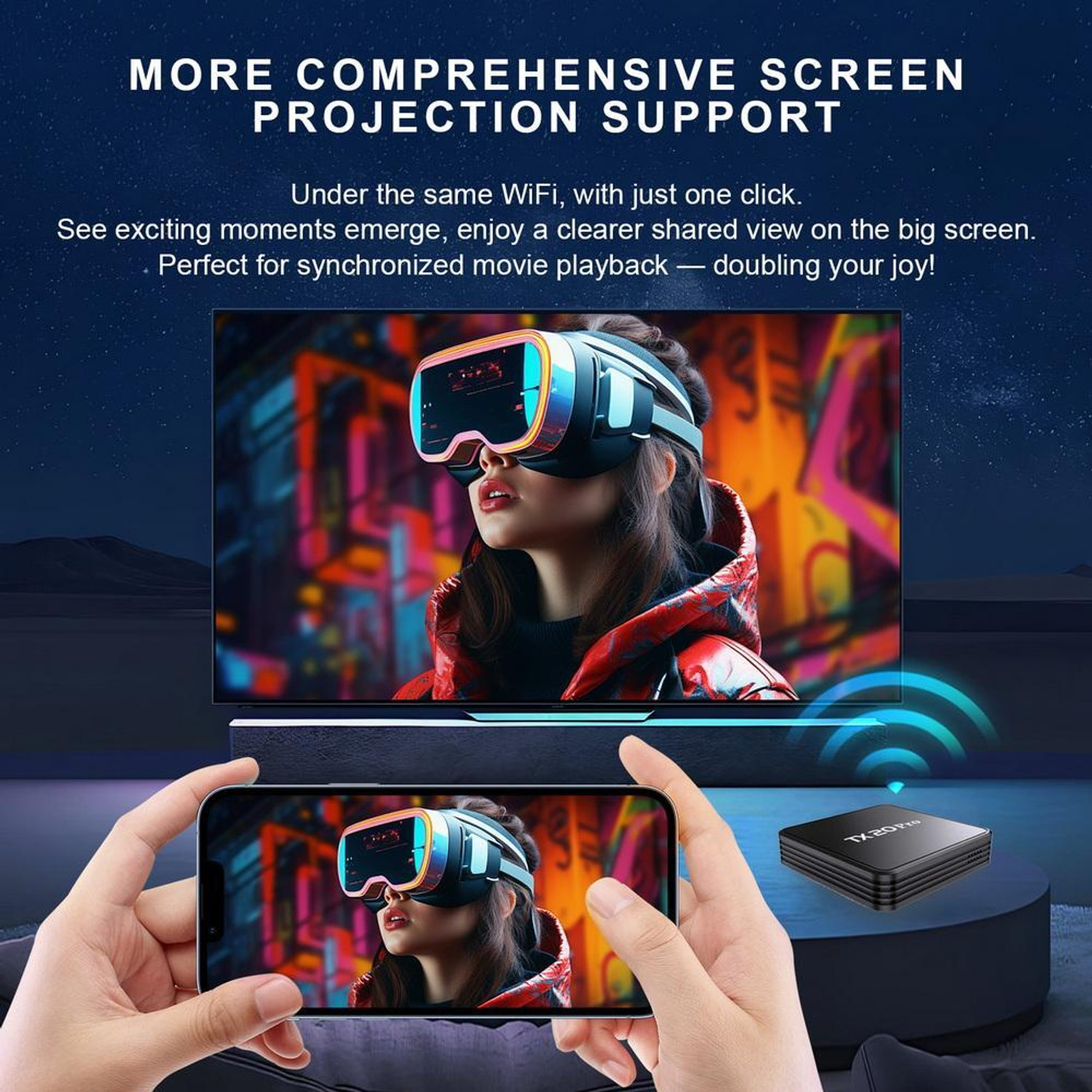 Image of DIVYE TX20 Pro Android 16 TV Box 2GB+16GB WiFi 6 4K Ultra HD Smart Streaming Device Media Streaming Device (Black)